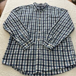 Tommy Hilfiger Men’s XL 80’s 2 Ply Blue and White Checkered Shirt. Vintage
